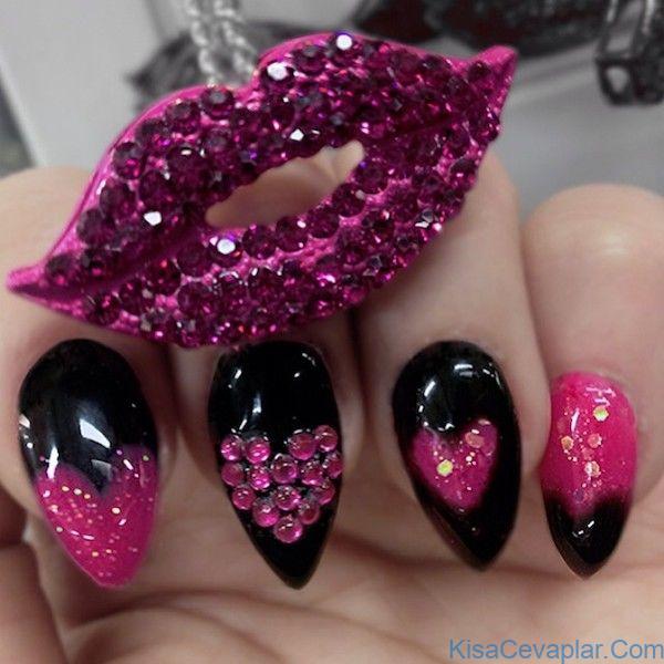 Valentine Glitter Nails