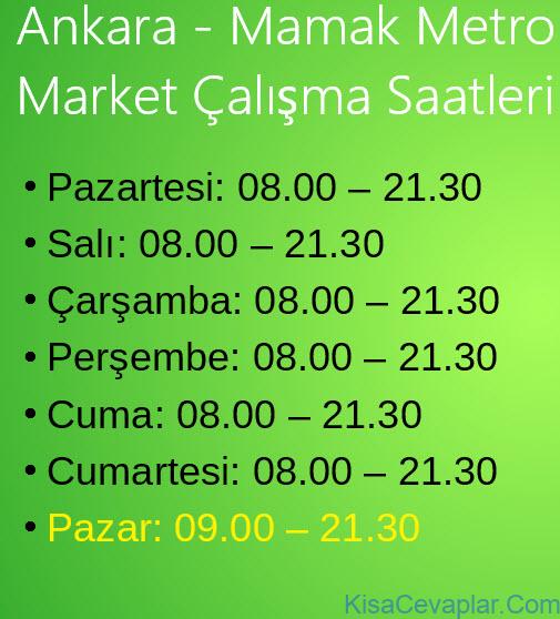Ankara Mamak Metro Market Çalışma Saatleri 4