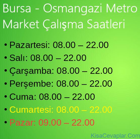 Bursa Osmangazi Metro Market Çalışma Saatleri 5