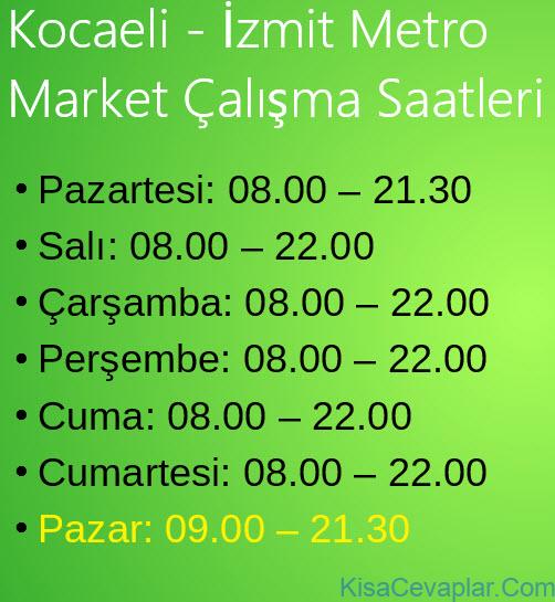 Kocaeli İzmit Metro Market Çalışma Saatleri 4