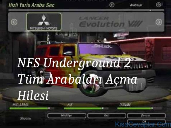 Nfs Underground 2 Tüm Arabaları Açma Hilesi 1