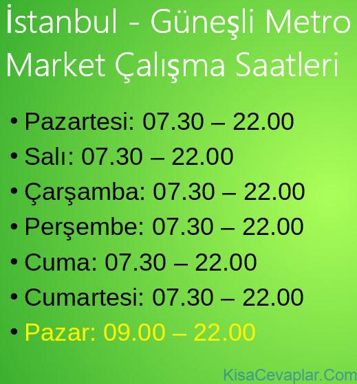 İstanbul Güneşli Metro Market Çalışma Saatleri 2017 2018 6