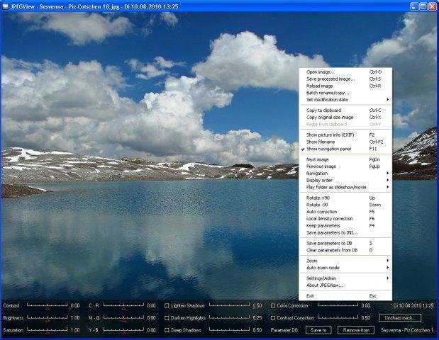 Jpegview With Image Processing Panel And Context Menu
