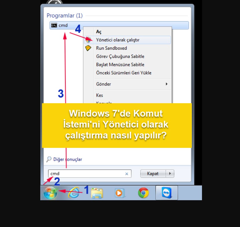 Windows 7De Komut Istemini Yonetici Olarak Calistirma Nasil Yapilir 11